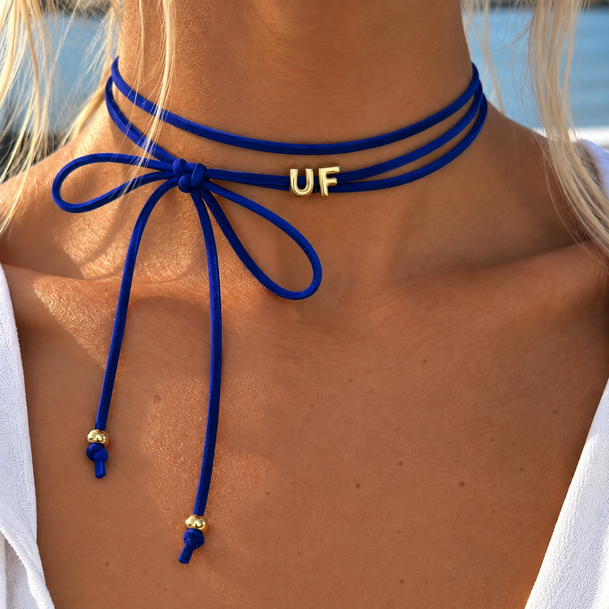 BowTie UF Necklace (blue/ orange)