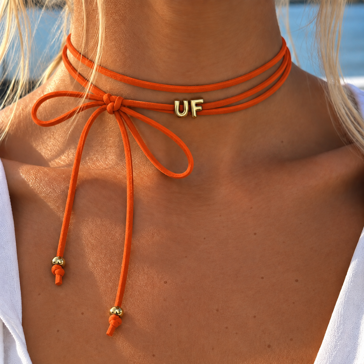 BowTie UF Necklace (blue/ orange)