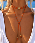 UF Long Lariat Game Day Necklace (blue/ orange)