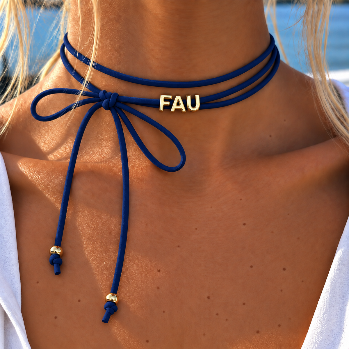 FAU BowTie Necklace (red/blue)