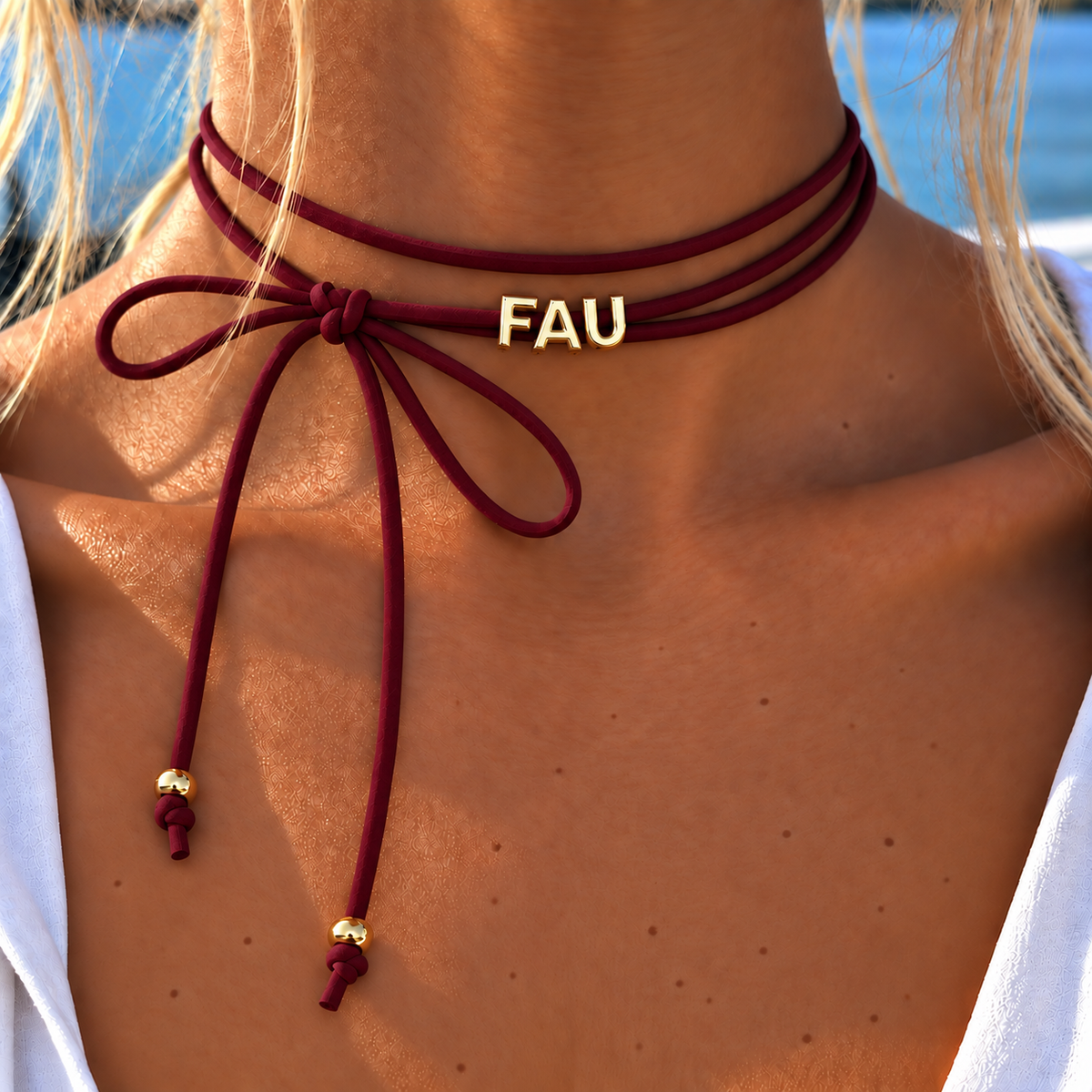 FAU BowTie Necklace (red/blue)