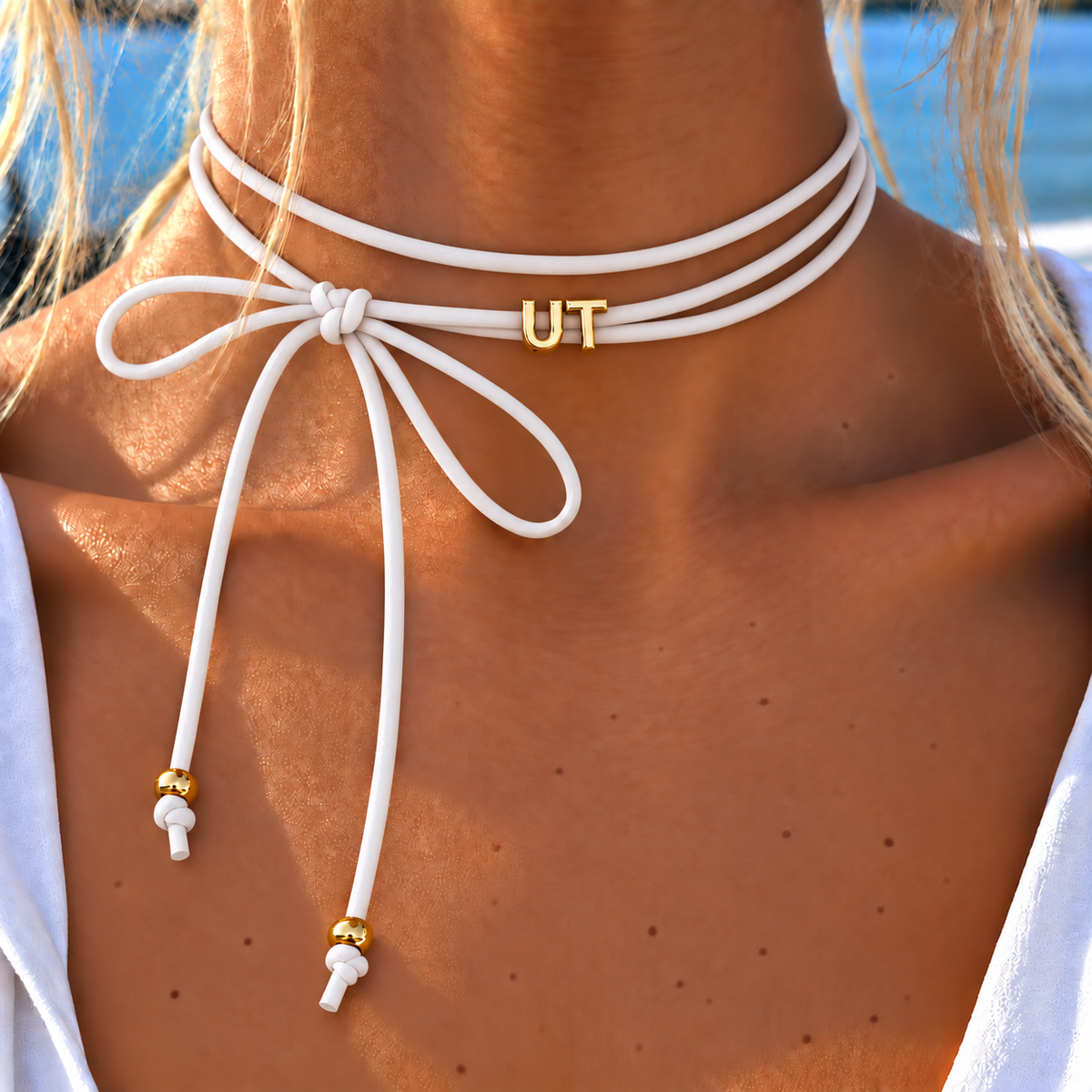 UT BowTie Necklace (red/white)