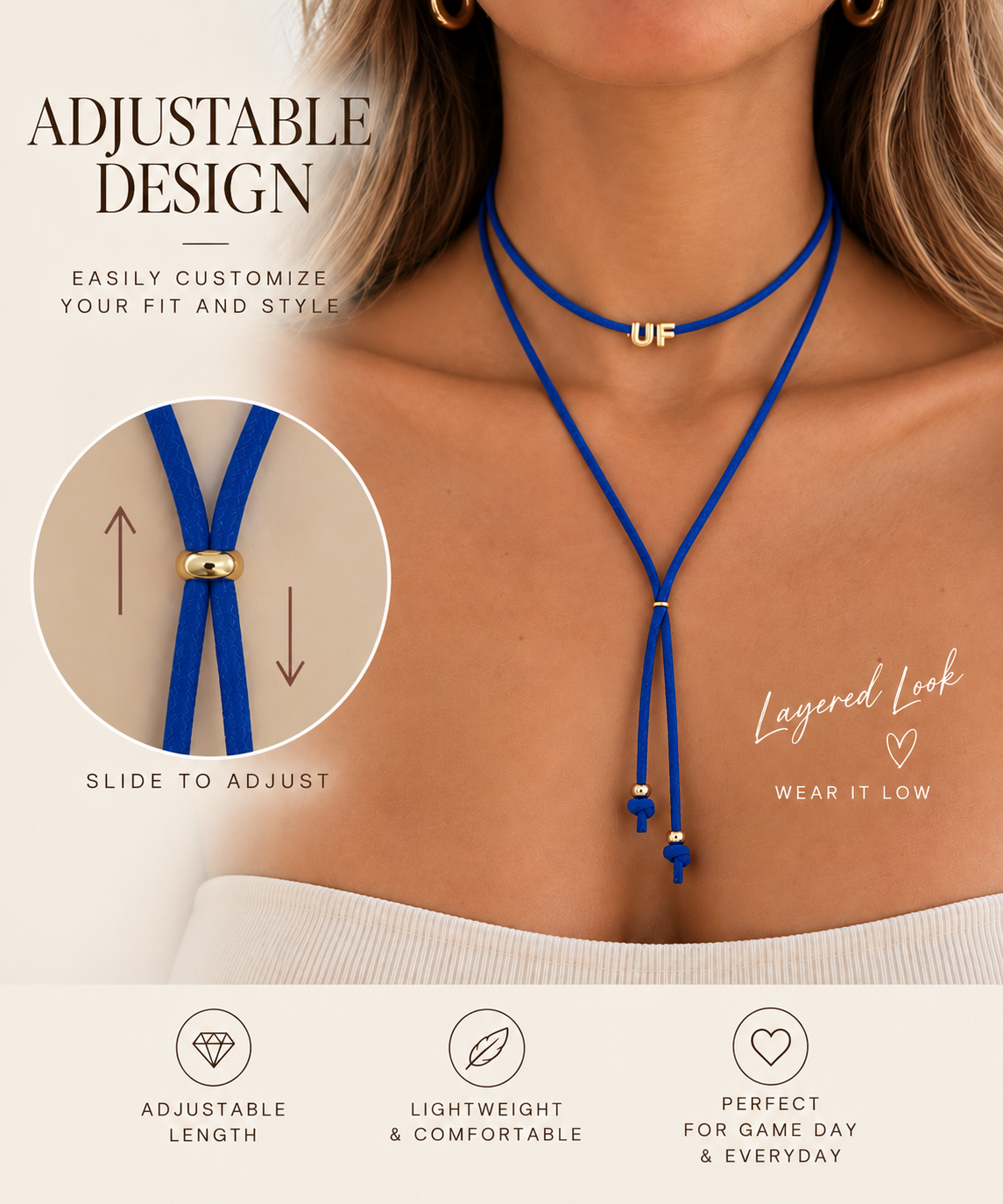 UF Adjustable Lariat Necklace