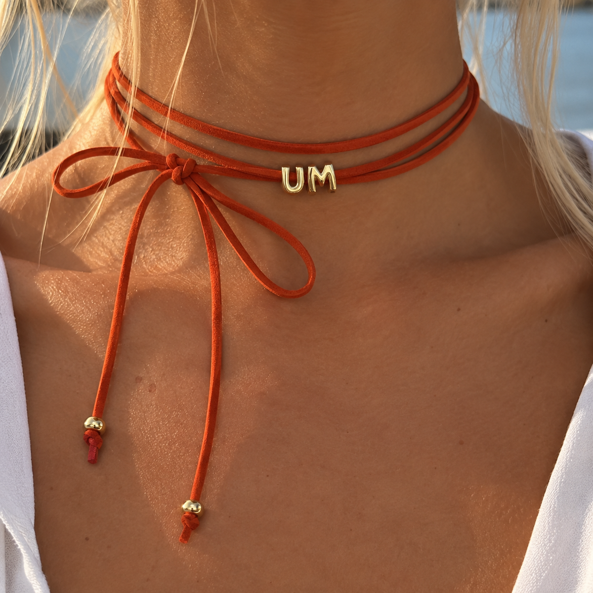 BowTie UM Necklace (white/orange/green)