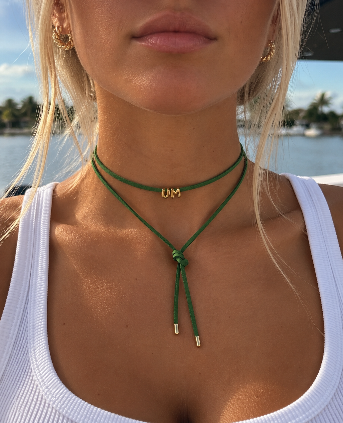 UM Game Day Necklace (white/green/orange)